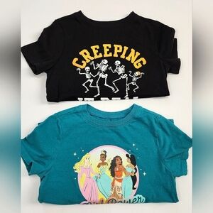 Old Navy Black Halloween & Disney Princess Tops, sz 5T (Price For Lot)